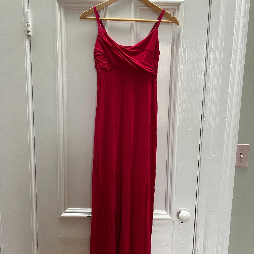 Thyme maternity crimson spaghetti strap maxi dress